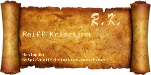 Reiff Krisztina névjegykártya